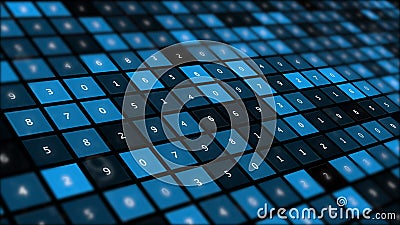 Interactive touchscreen display with virtual numeric map. Stock Photo