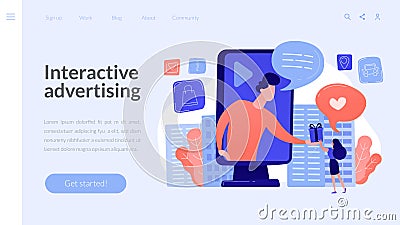 Interactive advertising concept landing page. Vector Illustration
