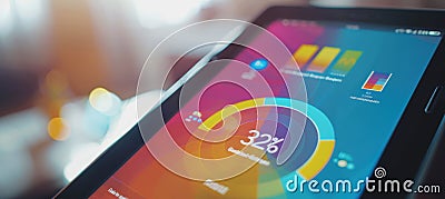 Interactive Digital Brain Training App Displaying Colorful Progress and Scores for Cognitive Improvement Stock Photo