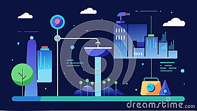 An interactive installation that uses live data from a citys water usage to create a mesmerizing display of lights and Vector Illustration