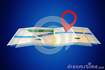 Interactive map isolated on a background - GPS localization concept Stock Photo