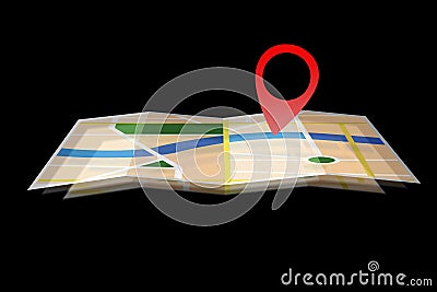 Interactive map isolated on a background - GPS localization concept Stock Photo