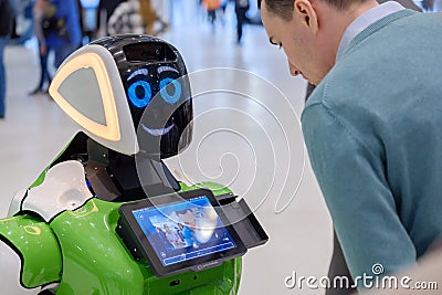 Interactive Robot meet visitors at Skolkovo Robotics Forum Editorial Stock Photo