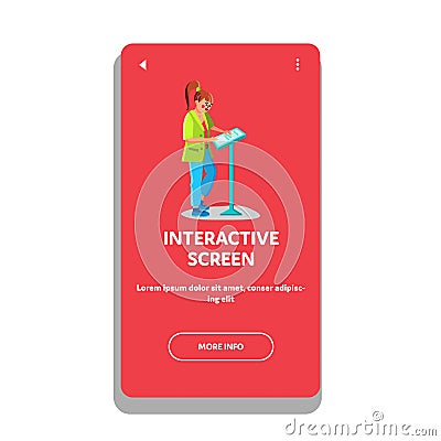 Interactive Screen Of Digital Gadget Kiosk Vector Vector Illustration