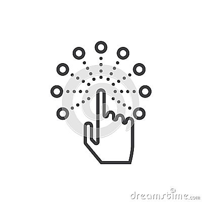 Interactive touch screen interface line icon, outline vector log Vector Illustration