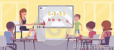 Interactive whiteboard, smart board learning and presentation for school Vector Illustration