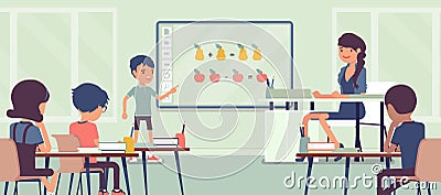 Interactive whiteboard, smart board learning and presentation for school Vector Illustration