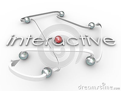 Interactive Word Connected Balls Social Communication Stock Photo