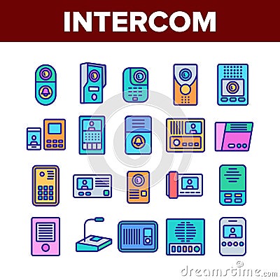 Intercom Communication Collection Icons Set Vector Vector Illustration