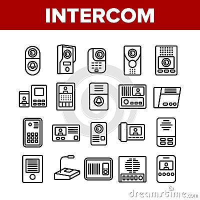 Intercom Communication Collection Icons Set Vector Vector Illustration