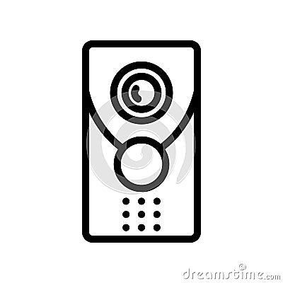 Intercom device with camera icon vector outline illustration Vector Illustration