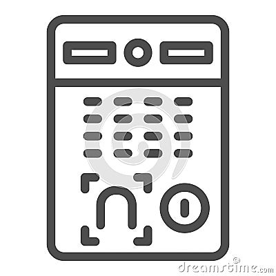 Intercom door system line icon, smart home symbol, Remote control person recognition house device vector sign on white Vector Illustration