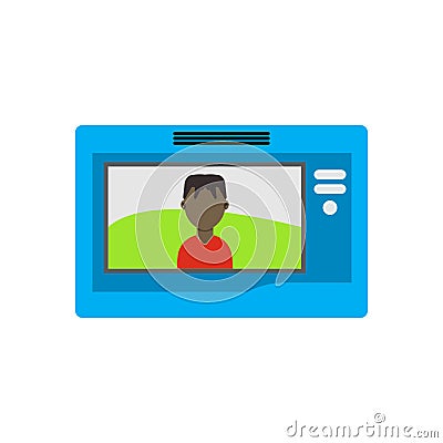 Intercom system design button bell device vector icon. Surveillance wireless display panel. Remote control door Vector Illustration