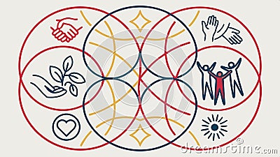 Interconnected circles design, abstract pattern and geometric background vector design Generative AI Vector Illustration