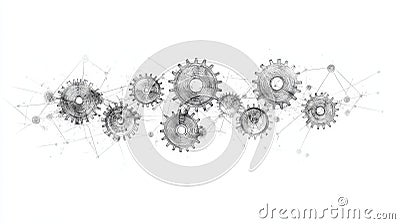 Interconnected Gears A Symbol of Collaboration and Innovation representing teamwork efficiency precision progress and Stock Photo