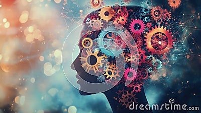 Interconnected Gears Visualizing Cognitive Flexibility and Adaptable Thinking Stock Photo