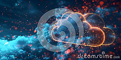 Interconnected Global Cloud Computing Network for Data Sharing across Cities and Countries. Concept Stock Photo