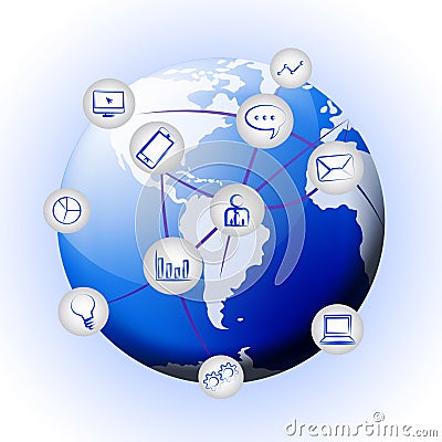 Interconnected Globe World Technology Link 2d Illustration Stock Photo