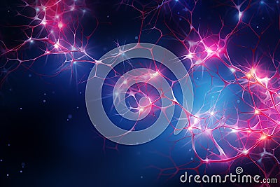 Interconnected neurons forming abstract patterns, neural networks Stock Photo