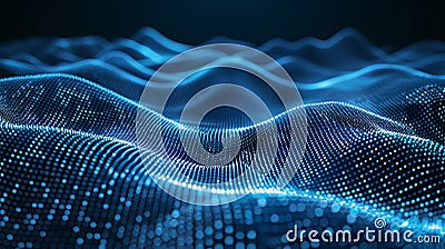 Interconnected streamlines wave of particles symbolizing information technology network Stock Photo