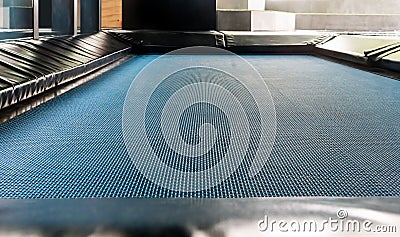 Interconnected trampolines for indoor jumping Stock Photo