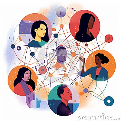 An interconnected web of diverse IT professionals collaborating on a shared project Stock Photo