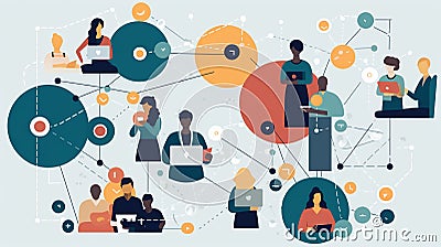 An interconnected web of diverse IT professionals collaborating on a shared project Stock Photo