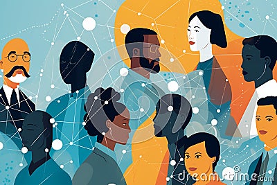 An interconnected web of diverse IT professionals collaborating on a shared project Stock Photo