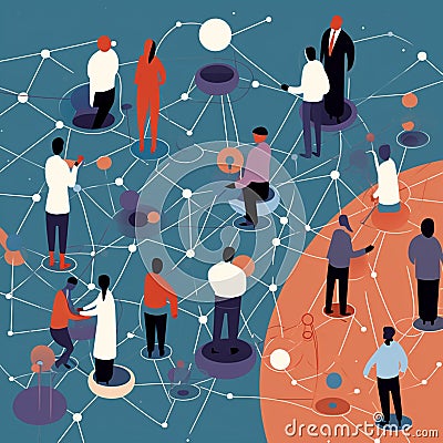 An interconnected web of diverse IT professionals collaborating on a shared project Stock Photo