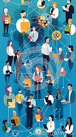 An interconnected web of diverse IT professionals collaborating on a shared project Stock Photo