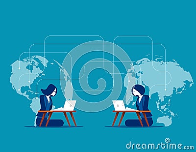 Intercontinental communications. Concept business vector illustration, Talking, Network, Online dating Vector Illustration