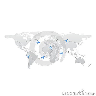 Intercontinental flight routes map Vector Illustration