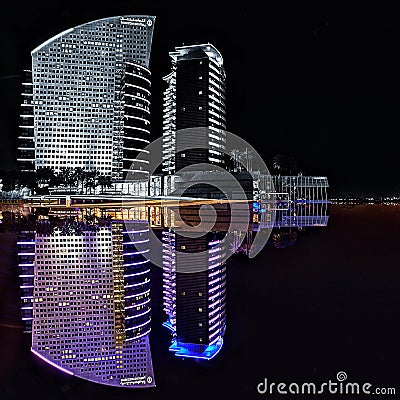 Intercontinental Hotel Dubai reflection Dubai color Editorial Stock Photo