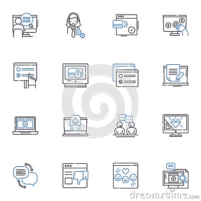 Interdependence line icons collection. Collaboration, Community, Connection, Support, Shared, Partnership, Mutualism Vector Illustration