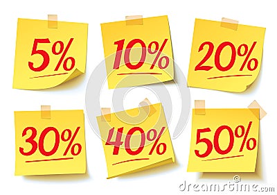 Interest discounts. Sale on the sticker Vector Illustration