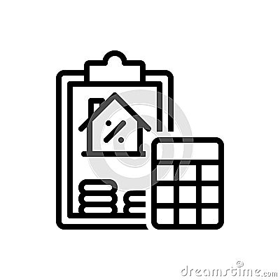 Black line icon for Interest, deposit and finance Stock Photo