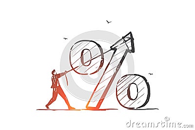 Interest rate, economy, bank loan percentage concept sketch. Hand drawn isolated vector Vector Illustration