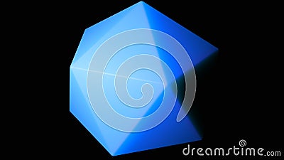 An interesting abstraction. Design.A blue diamond in 3d format revolves around itself. Stock Photo