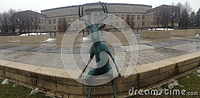 Stag Statue Columbus Ohio Panoramic Front Editorial Stock Photo