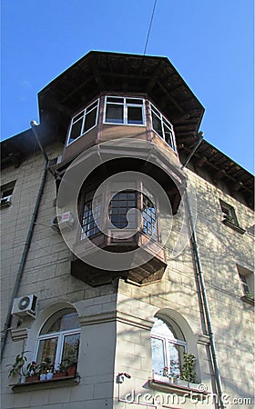 Interesting architecture of the old house in Sochi. Editorial Stock Photo