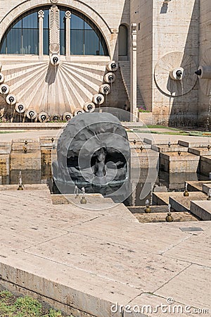 Armenia, Yerevan, September 2021. Sculpture of the British David Breuer-Weil - `The Visitor`, created in 2011. Editorial Stock Photo