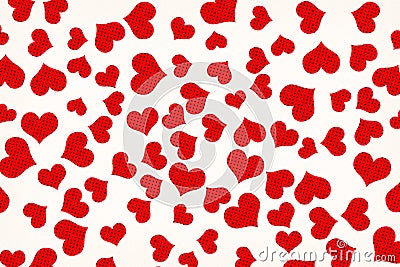 Background Created From Scattered Red Halftone Dots Hearts Stock Photo