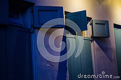 Interesting shot of light playing with the walls and windows opening and closing in return Stock Photo