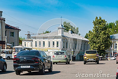 Kineshma, Russia, July 5, 2023. Parking lot in the center of the old city. Editorial Stock Photo