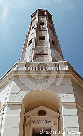 A interesting view of the light house of como. Stock Photo