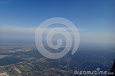 Interesting views from the airplane window on a warm summer day Stock Photo