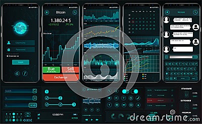 Interface app template for trading platform. ui ux Vector Illustration
