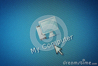 Interface computer Icon and a hand mouse cursor Stock Photo