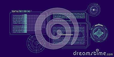 Interface for decoding satellite data about an object. Vector Illustration