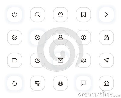 Interface essential line icons set. Editable Stroke. 24x24 Pixel Perfect. Vector Illustration